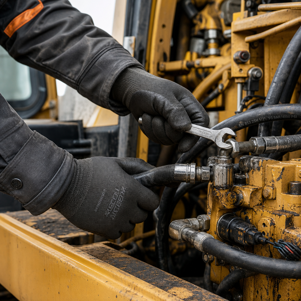 Ironclad field service truck working beside an excavator on a job site